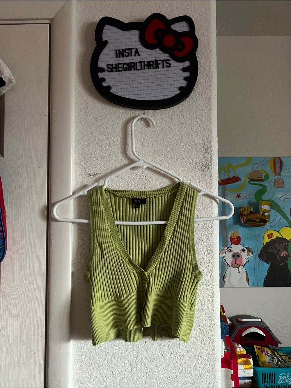 green ribbed crop top